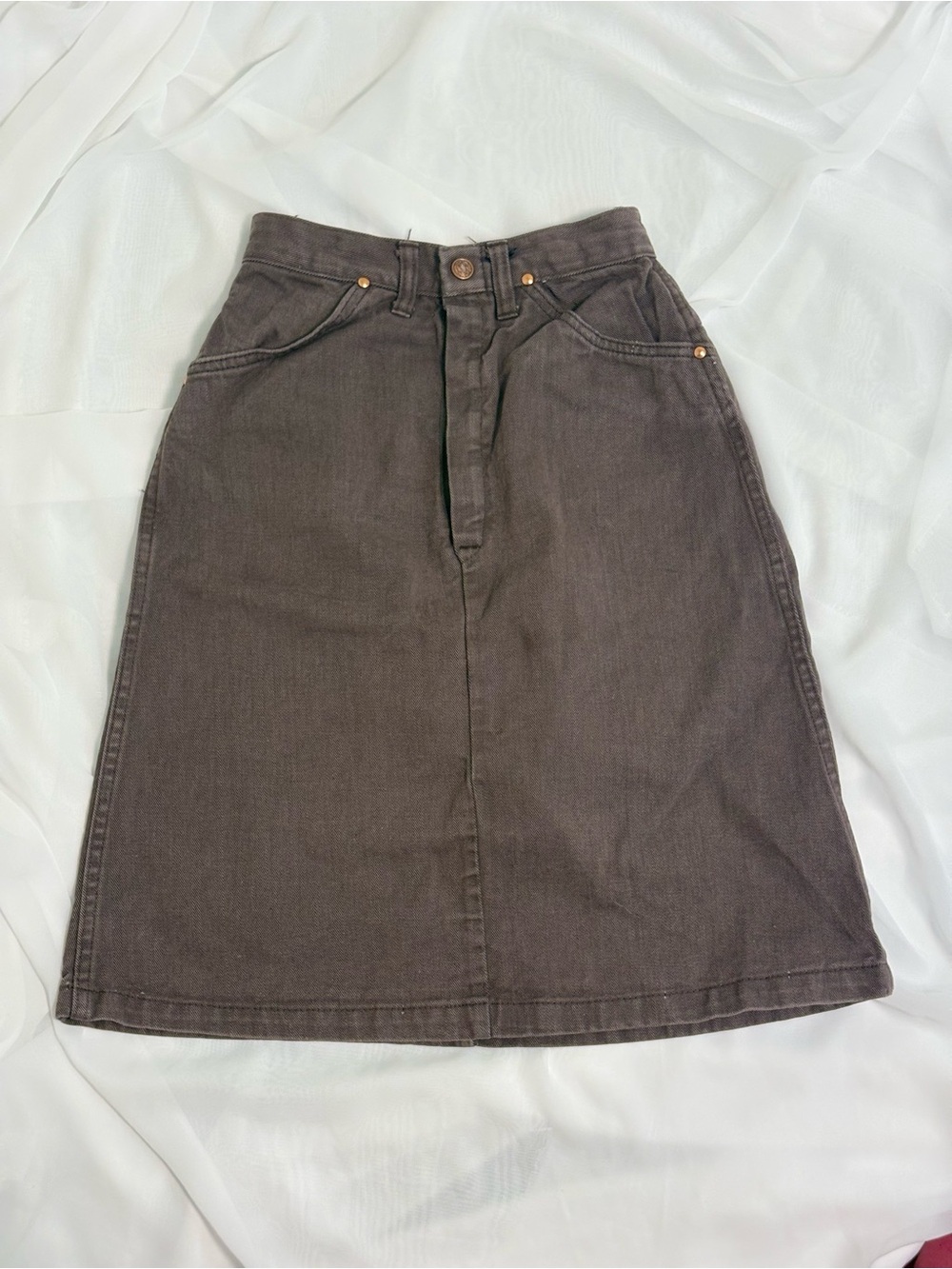 Classic High-Waist Brown Denim Skirt